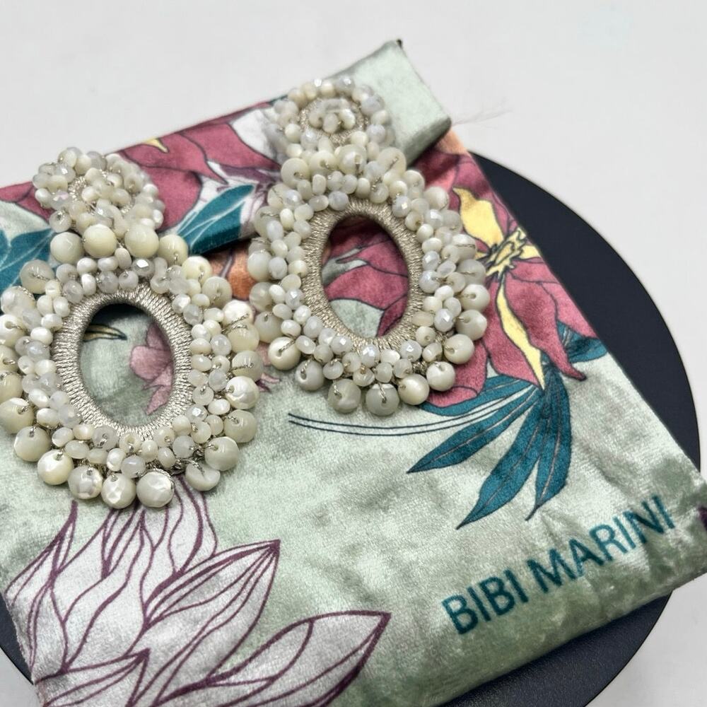 Bibi Marini Bead‎ & Thread Drop
White Cream Statement Boho Luxury Earrings